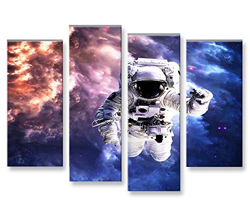 islandburner Bild Bilder auf Leinwand Astronaut im Weltall Space NASA Weltraum 4er XXL Poster Leinwandbild Wandbild Dekoartikel Wohnzimmer Marke