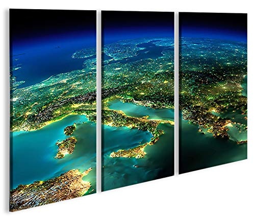 islandburner Bild Bilder auf Leinwand Europa vom Weltall V2 3p XXL Poster Leinwandbild Wandbild Dekoartikel Wohnzimmer Marke