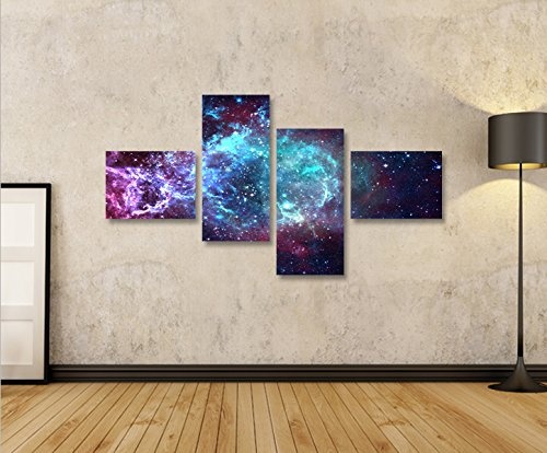 islandburner Bild Bilder auf Leinwand Sternennebel Sterne Weltall Galaxie 4L XXL Poster Leinwandbild Wandbild Dekoartikel Wohnzimmer Marke