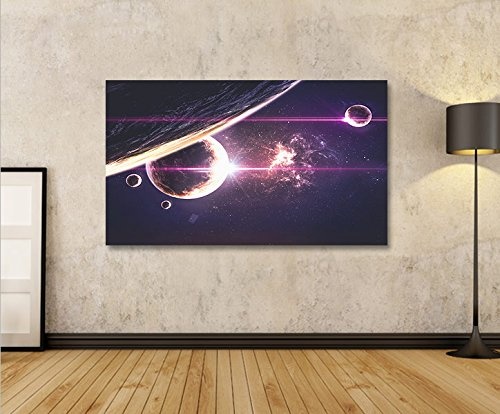 islandburner Bild Bilder auf Leinwand Nebula Galaxie Sterne Weltall Planeten 1p XXL Poster Leinwandbild Wandbild Dekoartikel Wohnzimmer Marke