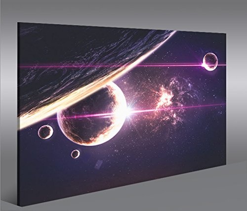 islandburner Bild Bilder auf Leinwand Nebula Galaxie Sterne Weltall Planeten 1p XXL Poster Leinwandbild Wandbild Dekoartikel Wohnzimmer Marke