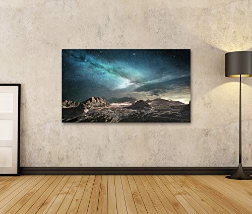 islandburner Bild Bilder auf Leinwand Milchstraße im Morgengrauen auf Einer Berglandschaft Wandbild, Poster, Leinwandbild OAW