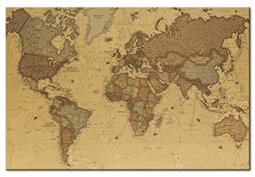 murando - Weltkarte Pinnwand 120x80 cm Bilder mit Kork Rückwand 1 Teilig Vlies Leinwandbild Korktafel Fertig Aufgespannt Wandbilder XXL Kunstdrucke Landkarte k-B-0054-p-e