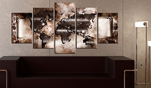 murando - Bilder 200x100 cm Vlies Leinwandbild 5 TLG Kunstdruck modern Wandbilder XXL Wanddekoration Design Wand Bild - Abstrakt Weltkarte 020101-248