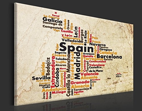 murando Bilder 120x80 cm - Leinwandbilder - Fertig Aufgespannt - 1 Teilig - Wandbilder XXL - Kunstdrucke - Wandbild - Poster Polen Spanien Weltkarte Kontinente Welt Karte k-C-0032-b-a