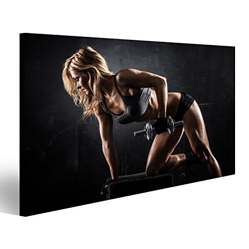 islandburner Bild Bilder auf Leinwand Fitness Frau mit Hanteln Poster, Leinwandbild, Wandbilder
