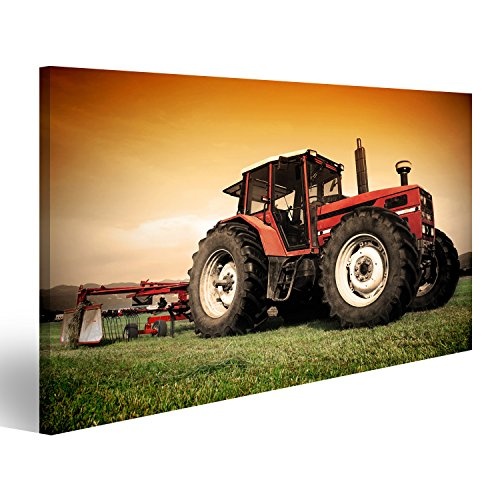 islandburner Bild Bilder auf Leinwand Alter Traktor auf dem Rasen Wandbild Leinwandbild Poster CZK