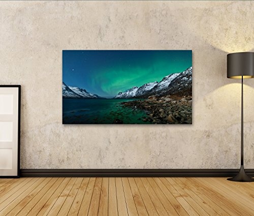 islandburner Bild Bilder auf Leinwand Nordlichter Polarlichter Himmel Poster, Leinwandbild, Wandbilder