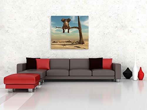 BILDERFABRIK - Kunstdruck Elefant - auf Leinwand und Holzkeilrahmen bespannt - Verschiedene Größen. Beste HD-Qualität, handgefertigt in Deutschland. (80x80 cm)