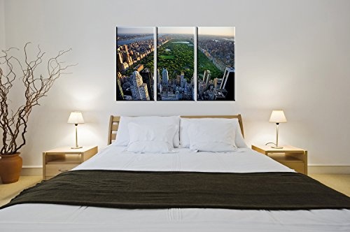 Berger Designs Stadtbild als 3 teiliger Kunstdruck Manhattan Central Park 80 x 125cm (3 x 40x80 cm) auf Leinwand und Holzkeilrahmen - Beste Qualität, handgefertigt in Deutschland