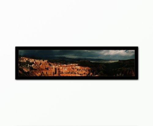BERGER DESIGNS - Deko Bild auf Leinwand xxl large (Bryce Canyon Panorama - 40x150 cm) HD Bild fertig gerahmt mit Keilrahmen. Schöner Kunstdruck auf echter Leinwand als Wandbild mit Rahmen. Picture Typ (Natur Naturschutzgebiet USA Felsen Bäume Reise). Best