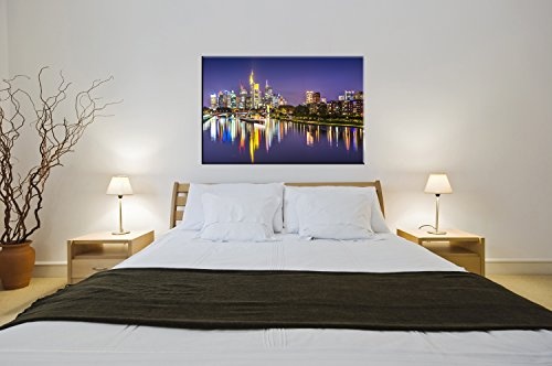Berger Designs Stadtbild Frankfurt Lights 70 x 110 cm auf Leinwand und Holzkeilrahmen - Beste Qualität, handgefertigt in Deutschland