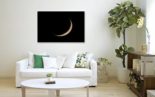 Bilderfabrik - Naturbild - Mond - auf Leinwand und Holzkeilrahmen bespannt. Beste Qualität, handgefertigt in Deutschland. (70x90 cm)