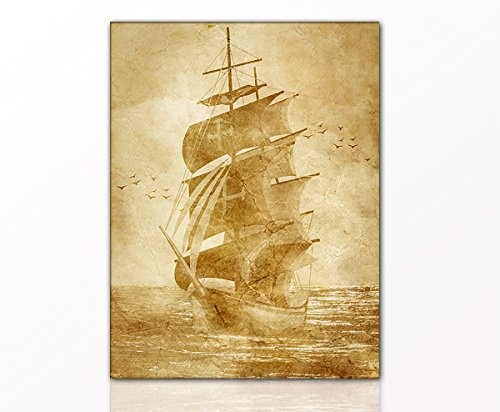 Berger Designs Wandbild Columbuss Ships 100 x 70 cm auf Leinwand und Holzkeilrahmen - Beste Qualität, handgefertigt in Deutschland