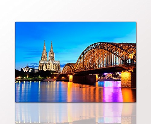 Berger Designs Kunstdruck Hohenzollernbrücke Köln 80x120 cm auf Leinwand und Holzkeilrahmen - Beste Qualität, handgefertigt in Deutschland