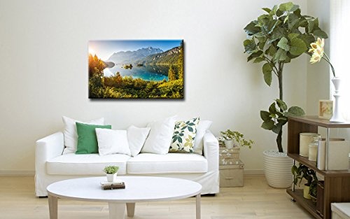 Berger Designs - Bild auf Leinwand als Kunstdruck in verschiedenen Größen. Eibsee an der Zugspitze. Beste Qualität aus Deutschland (60 x 40 cm (BxH))