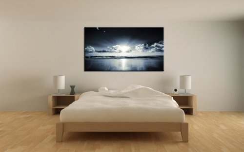 BERGER DESIGNS - Wandbild xxl auf Leinwand (Amazing Beach - 60x100 cm) Bild fertig gerahmt mit Keilrahmen. Kunstdruck auf echter Leinwand als Wandbild mit Rahmen. Made in Germany - Qualität aus Deutschland