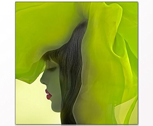 Berger Designs Modernes Wandbild Fantasy Girl 80x80 cm auf Leinwand und Holzkeilrahmen (Frau, Gesicht, Kopfschmuck, erotisch, schön, moderne Kunst) - Beste Qualität, handgefertigt in Deutschland -