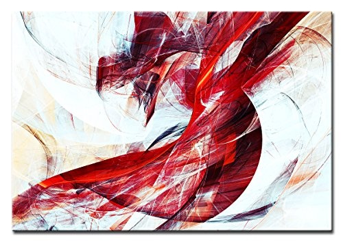 Berger Designs - Bild auf Leinwand als Kunstdruck in verschiedenen Größen. Abstrakt in Rot und Weiss. Beste Qualität aus Deutschland (120 x 80 cm (BxH))