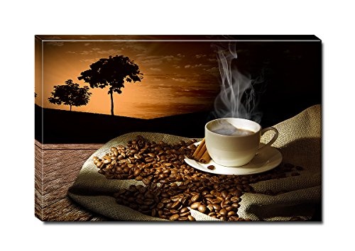 Berger Designs - Bild auf Leinwand als Kunstdruck in verschiedenen Größen. Modernes Küchenbild Kaffee. Beste Qualität aus Deutschland (80 x 60 cm (BxH))