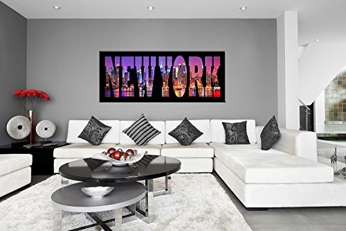 BERGER DESIGNS - New York 50 x 120 cm farbig auf Leinwand und Holzkeilrahmen - Beste Qualität, handgefertig in Deutschland! (Farbig 50 x 120 cm)