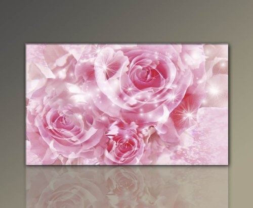 BERGER DESIGNS - Bild auf echter Leinwand BESPANNT & GERAHMT (Animated Rose- 60x100 cm) Bilder fertig gerahmt mit Keilrahmen. Kunstdruck als Wandbild mit Rahmen. Made in Germany - Qualität aus Deutschland