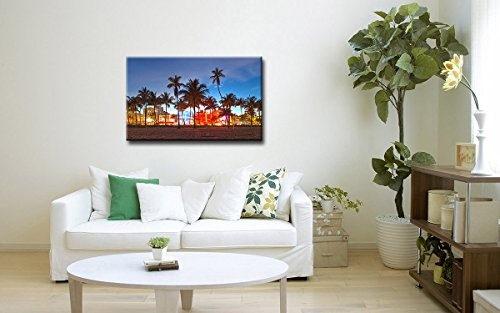 Berger Designs - Bild auf Leinwand als Kunstdruck in verschiedenen Größen. Wandbild Miami Beach Ocean Drive. Beste Qualität aus Deutschland (120 x 80 cm BxH)