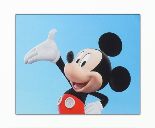 BERGER DESIGNS - Bild auf Leinwand - modern Art Design (Disneyland Mickey Maus Kinder weiß rot schwarz blau) Kunstdruck auf Rahmen mit Bilder Motiv (Mickey Mouse 40x50 cm). 100% Made in Germany - Qualität aus Deutschland.