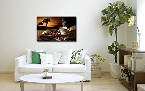 Berger Designs - Bild auf Leinwand als Kunstdruck in verschiedenen Größen. Modernes Küchenbild Kaffee. Beste Qualität aus Deutschland (120 x 80 cm (BxH))