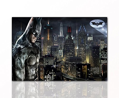 Berger Designs Batman Leinwand-Bild Beste Drucktechnik für detailreiches Erlebnis | Wandgestaltung Wandbilder | 60 x 80 cm Hochwertiger Leinwanddruck