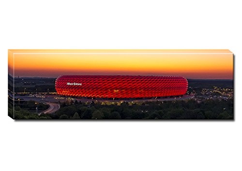 BILDERFABRIK - Fussballarena München - auf Leinwand und Holzkeilrahmen bespannt - Verschiedene Größen. Beste HD-Qualität, handgefertigt in Deutschland. (40 x 120 cm)