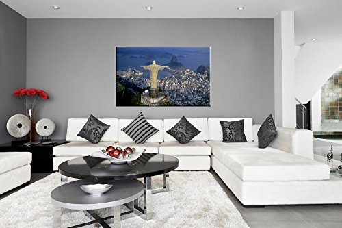 BERGER DESIGNS - Stadtpanorama "Rio de Janeiro" 80 x 120cm auf Leinwand und Holzkeilrahmen - Beste Qualität, handgefertigt in Deutschland