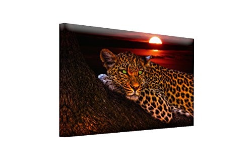 Bilderfabrik - Bild - Leopard - Druck auf Leinwand und Holzkeilrahmen bespannt. Beste Qualität, handgefertigt in Deutschland. (80x120 cm)