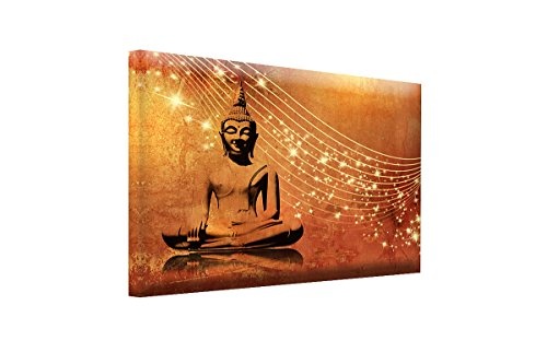 Bilderfabrik - Kunstdruck Buddha - auf Leinwand und Holzkeilrahmen bespannt Qualität, handgefertigt in Deutschland. (80 x 120 cm)