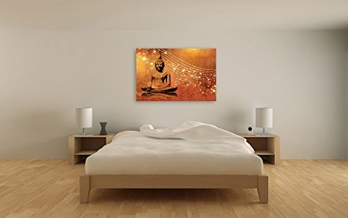 Bilderfabrik - Kunstdruck Buddha - auf Leinwand und Holzkeilrahmen bespannt Qualität, handgefertigt in Deutschland. (80 x 120 cm)