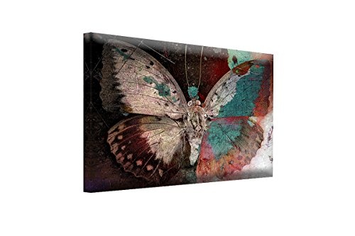 Bilderfabrik - Kunstdruck Butterfly Abstrakt - auf Leinwand und Holzkeilrahmen bespannt Qualität, handgefertigt in Deutschland. (60 x 80 cm)