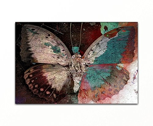 Bilderfabrik - Kunstdruck Butterfly Abstrakt - auf Leinwand und Holzkeilrahmen bespannt Qualität, handgefertigt in Deutschland. (60 x 80 cm)