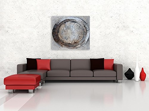 Bilderfabrik - Kunstdruck Abstrakter Kreis - auf Leinwand und Holzkeilrahmen bespannt Qualität, handgefertigt in Deutschland. (80 x 80 cm)