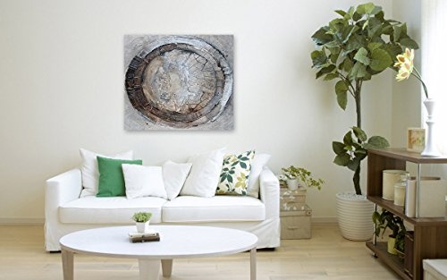 Bilderfabrik - Kunstdruck Abstrakter Kreis - auf Leinwand und Holzkeilrahmen bespannt Qualität, handgefertigt in Deutschland. (80 x 80 cm)