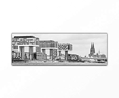 Bilderfabrik - Kranhäuser von Köln - Druck auf Leinwand und Holzkeilrahmen bespannt. Beste Qualität, handgefertigt in Deutschland. (30x90 cm)