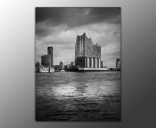 Bilderfabrik - Stadtbild - Elbphilharmonie in Hamburg - auf Leinwand und Holzkeilrahmen bespannt. Beste Qualität, handgefertigt in Deutschland. (80x120 cm)