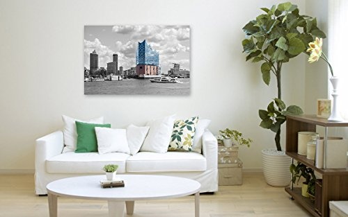 Wandbild Elbphilharmonie - Hamburg als XXL Kunstdruck auf Leinwand und Holzkeilrahmen I Moderne Drucktechnik für EIN detailreiches Erlebnis I Beste Qualität - Made in Germany! (40 x 60 cm)