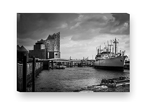 BILDERFABRIK - Wandbild Elbphilharmonie - Hamburg 80x120 cm Kunstdruck auf Leinwand und Holzkeilrahmen I Moderne Drucktechnik für EIN detailreiches Erlebnis I Beste Qualität - Made in Germany!