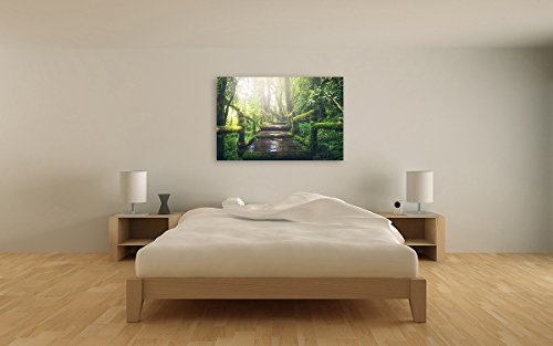 BILDERFABRIK - Wand-Bild Wald-Treppe 80 x 120 cm in verschiedenen Größen wählbar als Kunstdruck auf Leinwand und Holzkeilrahmen I Moderne Drucktechnik für ein detailreiches Erlebnis (80 x 120 cm)