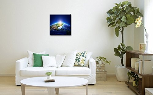 Berger Designs Bild auf Leinwand als Kunstdruck 40 x 40 cm. Wandbild Planet Erde. Beste Qualität aus Deutschland