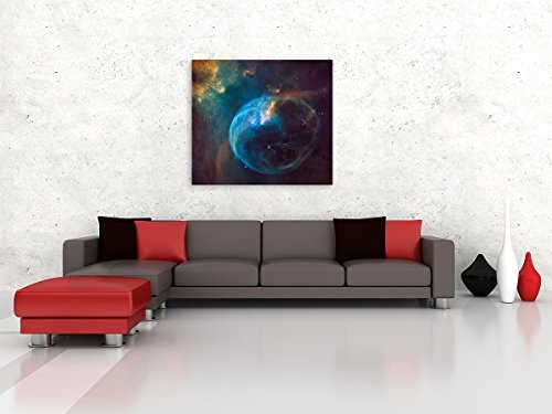 Bilderfabrik - Naturbild (Planet) auf Leinwand und Holzkeilrahmen bespannt. Beste Qualität, handgefertigt in Deutschland. (50x50 cm)