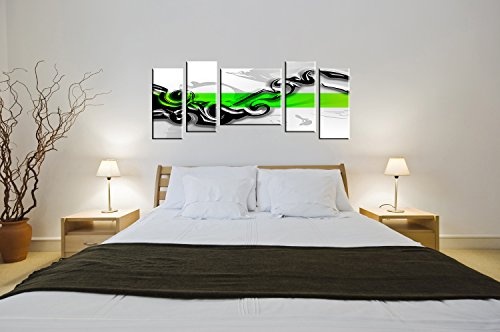 Berger Designs Abstraktes 5 teiliges Bild Color Design Art 55x130 cm (1 x 40x40 cm + 4 x 50x20 cm) auf Leinwand und Holzkeilrahmen - Beste Qualität, handgefertigt in Deutschland