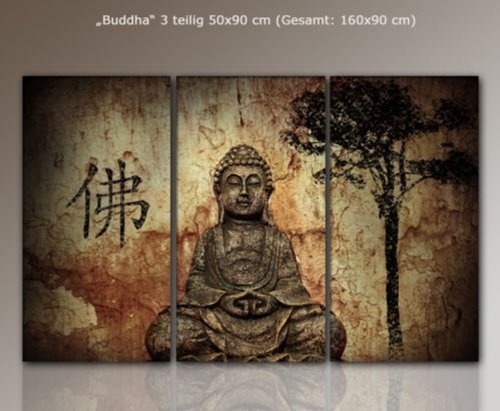 BERGER DESIGNS - Riesiges Wandbild Buddha 3 teilig -...