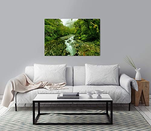 bestforhome 150x100cm Leinwandbild tropischer Bach im Dschungel Leinwand auf Holzrahmen