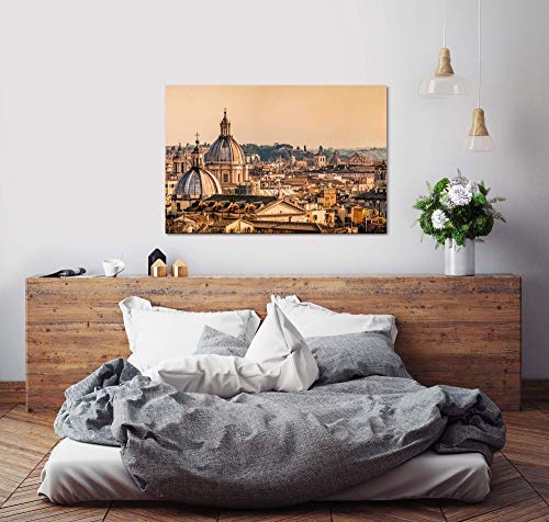 bestforhome 60x40cm Leinwandbild Blick auf Rom Stadt Häuser und Kirchen Leinwand auf Holzrahmen